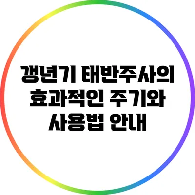 갱년기 태반주사의 효과적인 주기와 사용법 안내