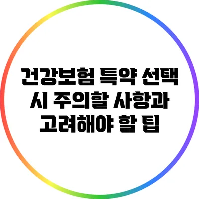 건강보험 특약 선택 시 주의할 사항과 고려해야 할 팁
