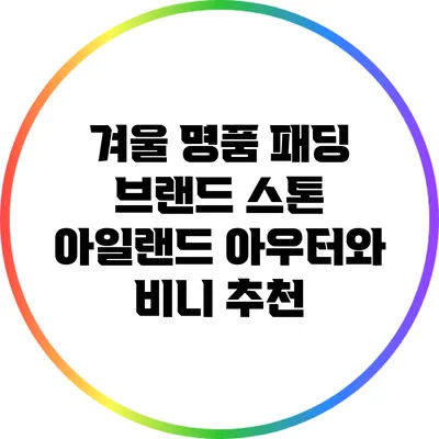 겨울 명품 패딩 브랜드 스톤 아일랜드 아우터와 비니 추천