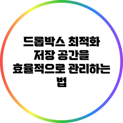 드롭박스 최적화: 저장 공간을 효율적으로 관리하는 법