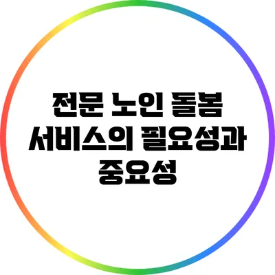 전문 노인 돌봄 서비스의 필요성과 중요성