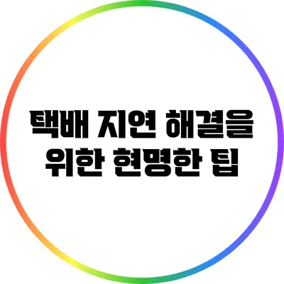 택배 지연 해결을 위한 현명한 팁