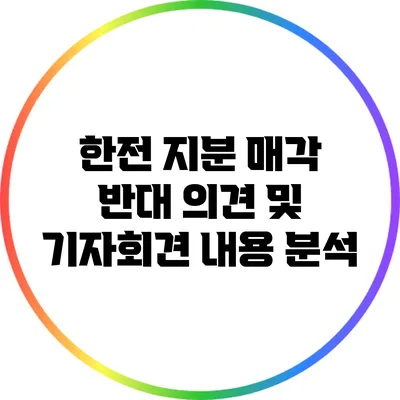 한전 지분 매각 반대 의견 및 기자회견 내용 분석