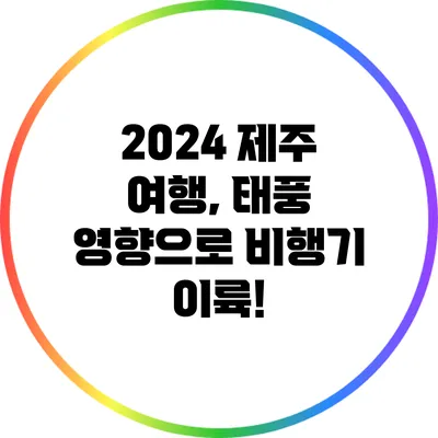 2024 제주 여행, 태풍 영향으로 비행기 이륙!