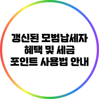 갱신된 모범납세자 혜택 및 세금 포인트 사용법 안내