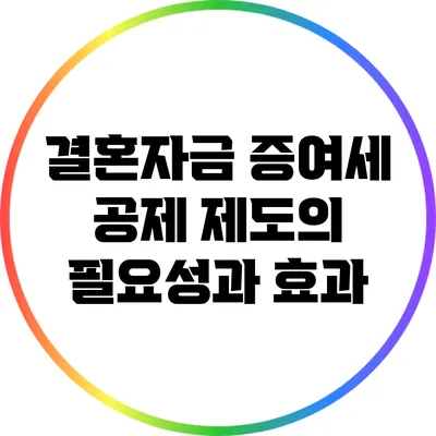 결혼자금 증여세 공제 제도의 필요성과 효과