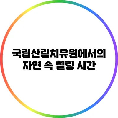 국립산림치유원에서의 자연 속 힐링 시간