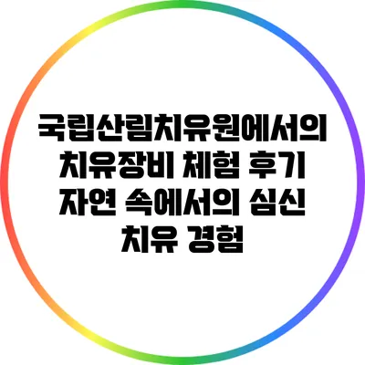국립산림치유원에서의 치유장비 체험 후기: 자연 속에서의 심신 치유 경험