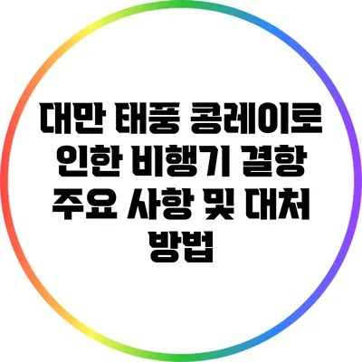 대만 태풍 콩레이로 인한 비행기 결항 주요 사항 및 대처 방법