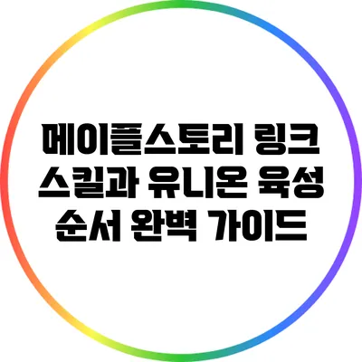 메이플스토리 링크 스킬과 유니온 육성 순서 완벽 가이드