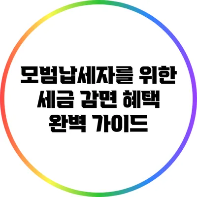 모범납세자를 위한 세금 감면 혜택 완벽 가이드