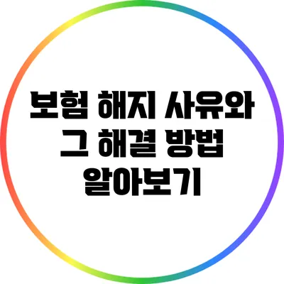 보험 해지 사유와 그 해결 방법 알아보기