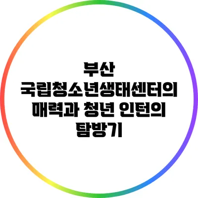 부산 국립청소년생태센터의 매력과 청년 인턴의 탐방기
