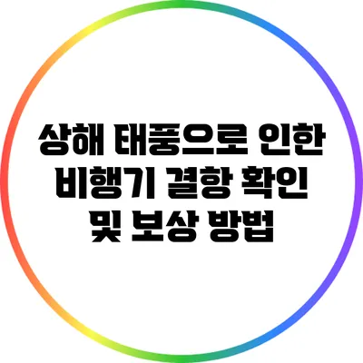 상해 태풍으로 인한 비행기 결항 확인 및 보상 방법