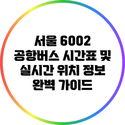 서울 6002 공항버스 시간표 및 실시간 위치 정보 완벽 가이드