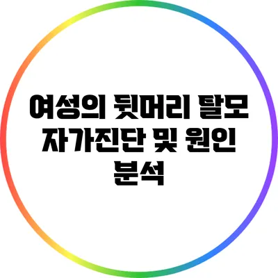 여성의 뒷머리 탈모 자가진단 및 원인 분석
