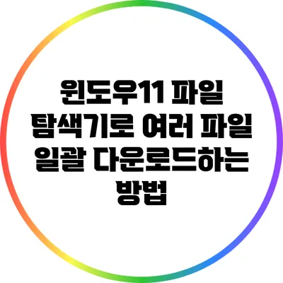 윈도우11 파일 탐색기로 여러 파일 일괄 다운로드하는 방법