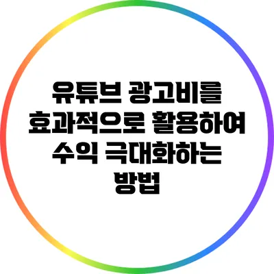 유튜브 광고비를 효과적으로 활용하여 수익 극대화하는 방법