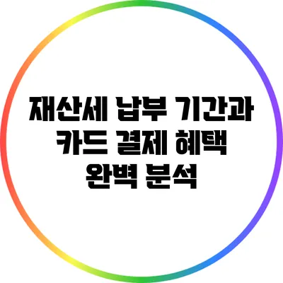 재산세 납부 기간과 카드 결제 혜택 완벽 분석