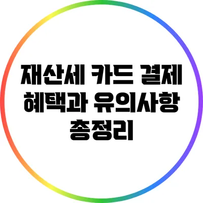 재산세 카드 결제 혜택과 유의사항 총정리