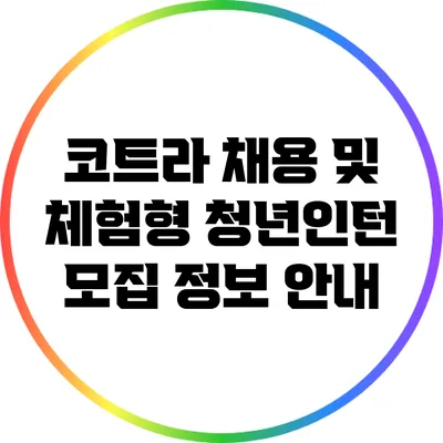 코트라 채용 및 체험형 청년인턴 모집 정보 안내
