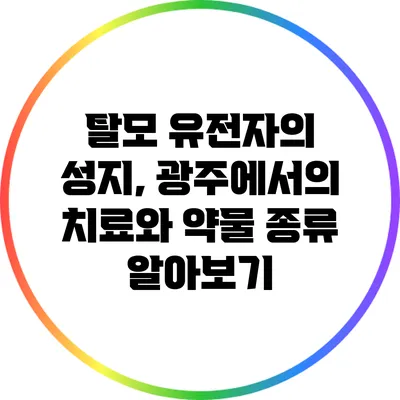 탈모 유전자의 성지, 광주에서의 치료와 약물 종류 알아보기