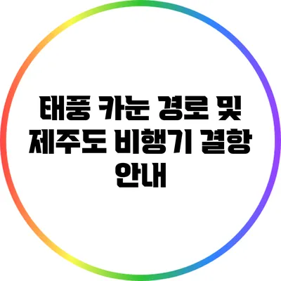 태풍 카눈 경로 및 제주도 비행기 결항 안내