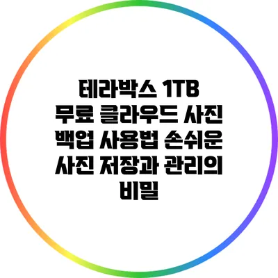 테라박스 1TB 무료 클라우드 사진 백업 사용법: 손쉬운 사진 저장과 관리의 비밀