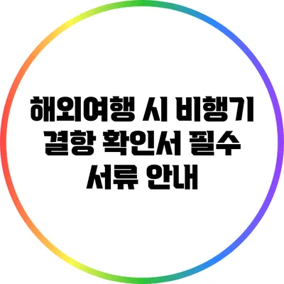 해외여행 시 비행기 결항 확인서 필수 서류 안내