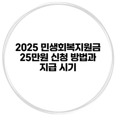 2025 민생회복지원금 25만원 신청 방법과 지급 시기