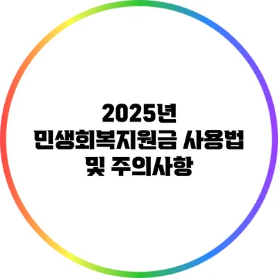 2025년 민생회복지원금 사용법 및 주의사항