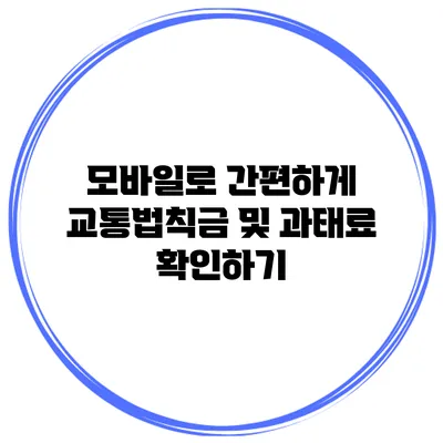 모바일로 간편하게 교통법칙금 및 과태료 확인하기