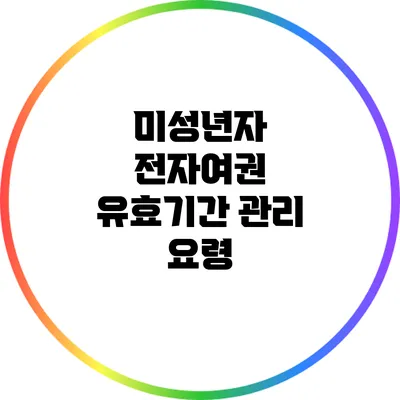 미성년자 전자여권 유효기간 관리 요령