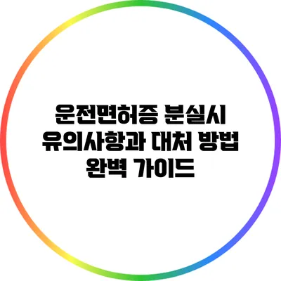 운전면허증 분실시 유의사항과 대처 방법 완벽 가이드