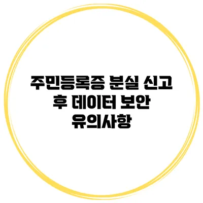 주민등록증 분실 신고 후 데이터 보안 유의사항