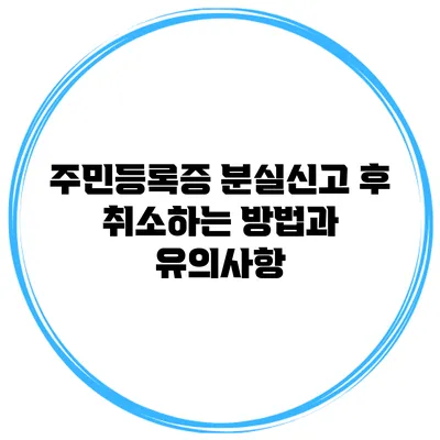 주민등록증 분실신고 후 취소하는 방법과 유의사항