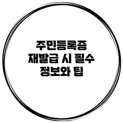 주민등록증 재발급 시 필수 정보와 팁