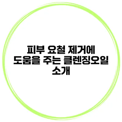 피부 요철 제거에 도움을 주는 클렌징오일 소개