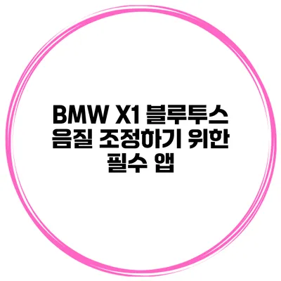 BMW X1 블루투스 음질 조정하기 위한 필수 앱