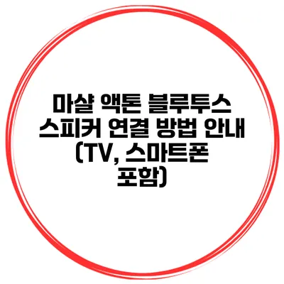 마샬 액톤 블루투스 스피커 연결 방법 안내 (TV, 스마트폰 포함)