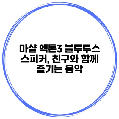 마샬 액톤3 블루투스 스피커, 친구와 함께 즐기는 음악