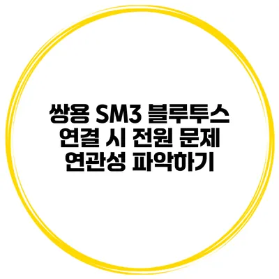 쌍용 SM3 블루투스 연결 시 전원 문제 연관성 파악하기
